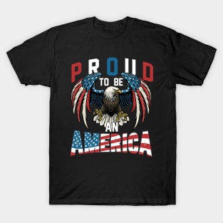 Proud To Be An American Graphic Eagle American Flag Ribbon T-Shirt